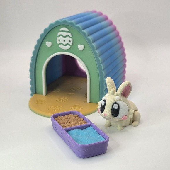 The Unbranded Brand Other - 3D Printed Easter Bunny Rainbow Egg House Pet playset
